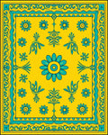 Yellow Teal Floral Medallion Rug