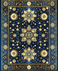 Intricate Floral Geometric Blue Gold Rug