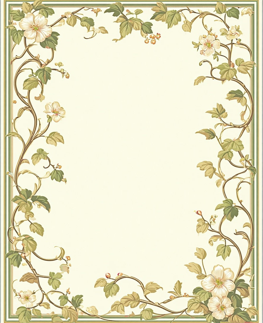 Botanical Vine Floral Border Design Rug