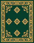 Emerald Gold Floral Corner Inlay Rug