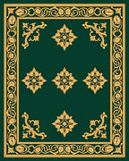 Emerald Gold Floral Corner Inlay Rug