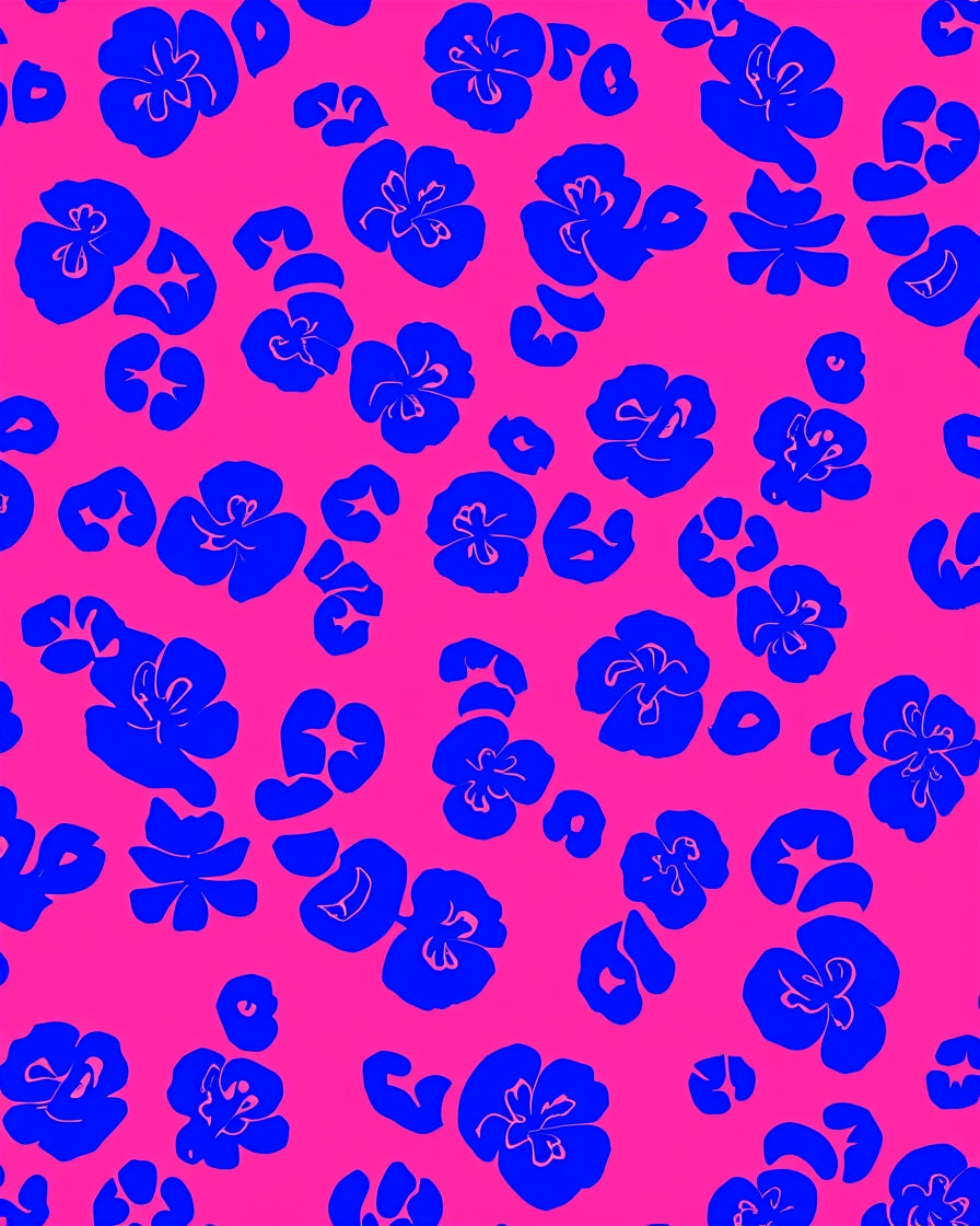 Vibrant Blue Floral Leopard Pattern Rug