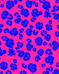 Vibrant Blue Floral Leopard Pattern Rug