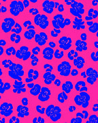 Vibrant Blue Floral Leopard Pattern Rug