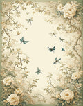 Elegant Floral Dragonflies Vintage Design Rug