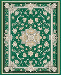 Elegant Green Floral Medallion Design Rug