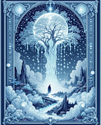 Mystical Blue Tree of Life Landscape Rug