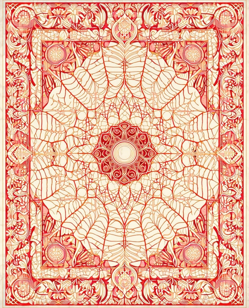 Red Abstract Floral Mandala Design Rug