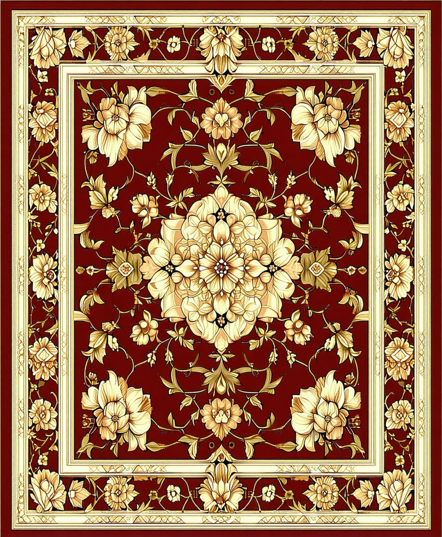 Intricate Floral Blossom Medallion Rug