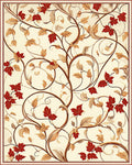 Red Leaf Vines Swirls Pattern Rug