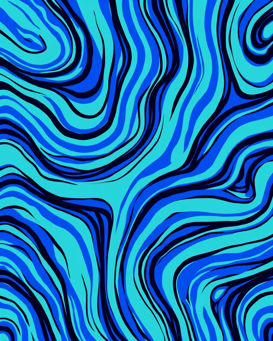 Abstract Blue Zebra Stripe Pattern Rug