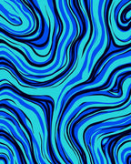 Abstract Blue Zebra Stripe Pattern Rug