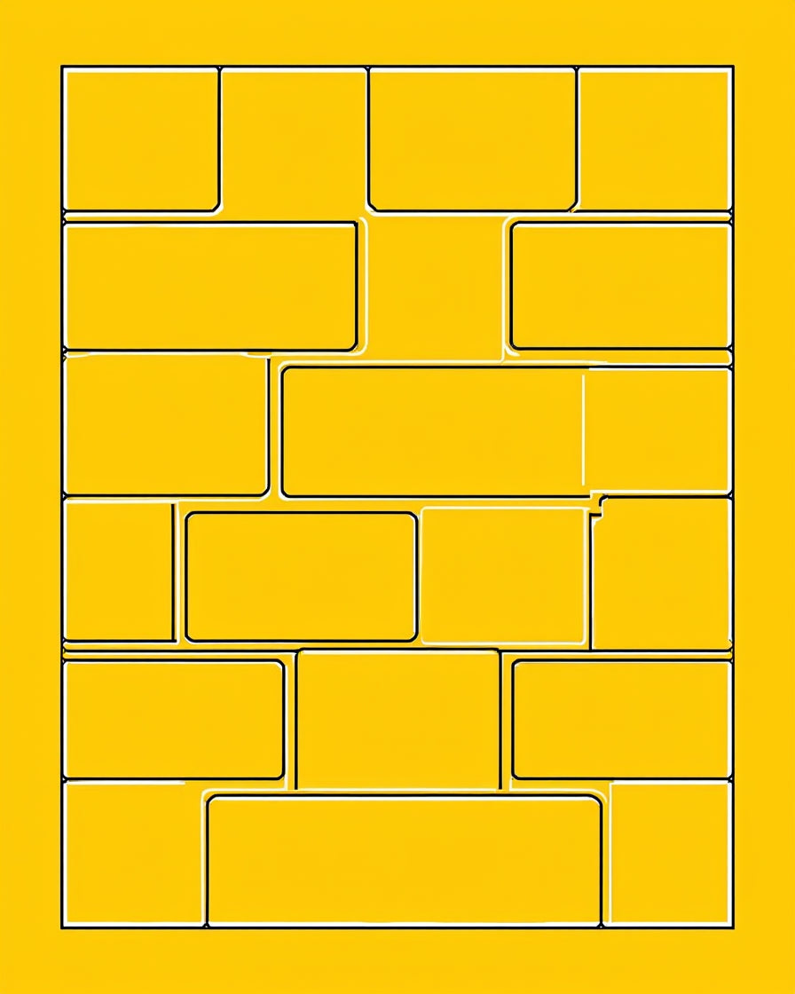 Bold Yellow Rectangular Block Pattern Rug