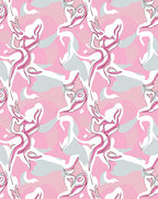 Dynamic Pink White Abstract Swirls Rug