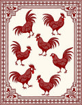 Crimson Rooster Border Art Rug