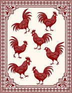 Crimson Rooster Border Art Rug