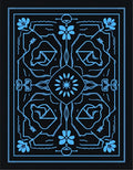 Symmetrical Blue Floral And Geometric Pattern Rug