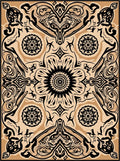 Black Beige Ornate Floral Pattern Rug