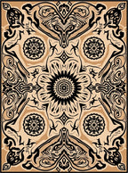 Black Beige Ornate Floral Pattern Rug