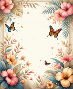 Tropical Floral Butterfly Garden Design Rug