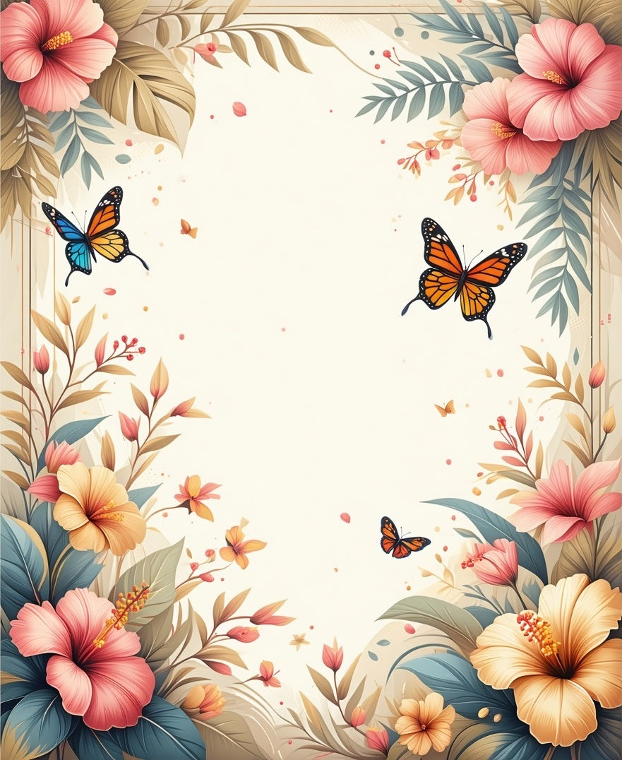 Tropical Floral Butterfly Garden Design Rug