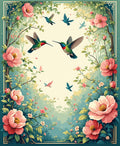 Floral Hummingbirds Garden Design Rug