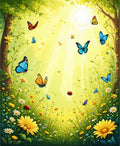 Whimsical Butterfly Meadow Ladybug Design Rug