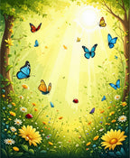 Whimsical Butterfly Meadow Ladybug Design Rug