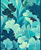 Abstract Teal Leaf Pattern Rug