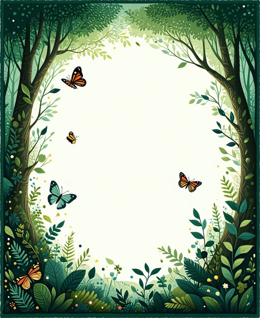 Enchanted Forest Butterflies Whimsical Design Rug