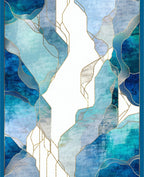 Abstract Blue Gold Geo Pattern Rug