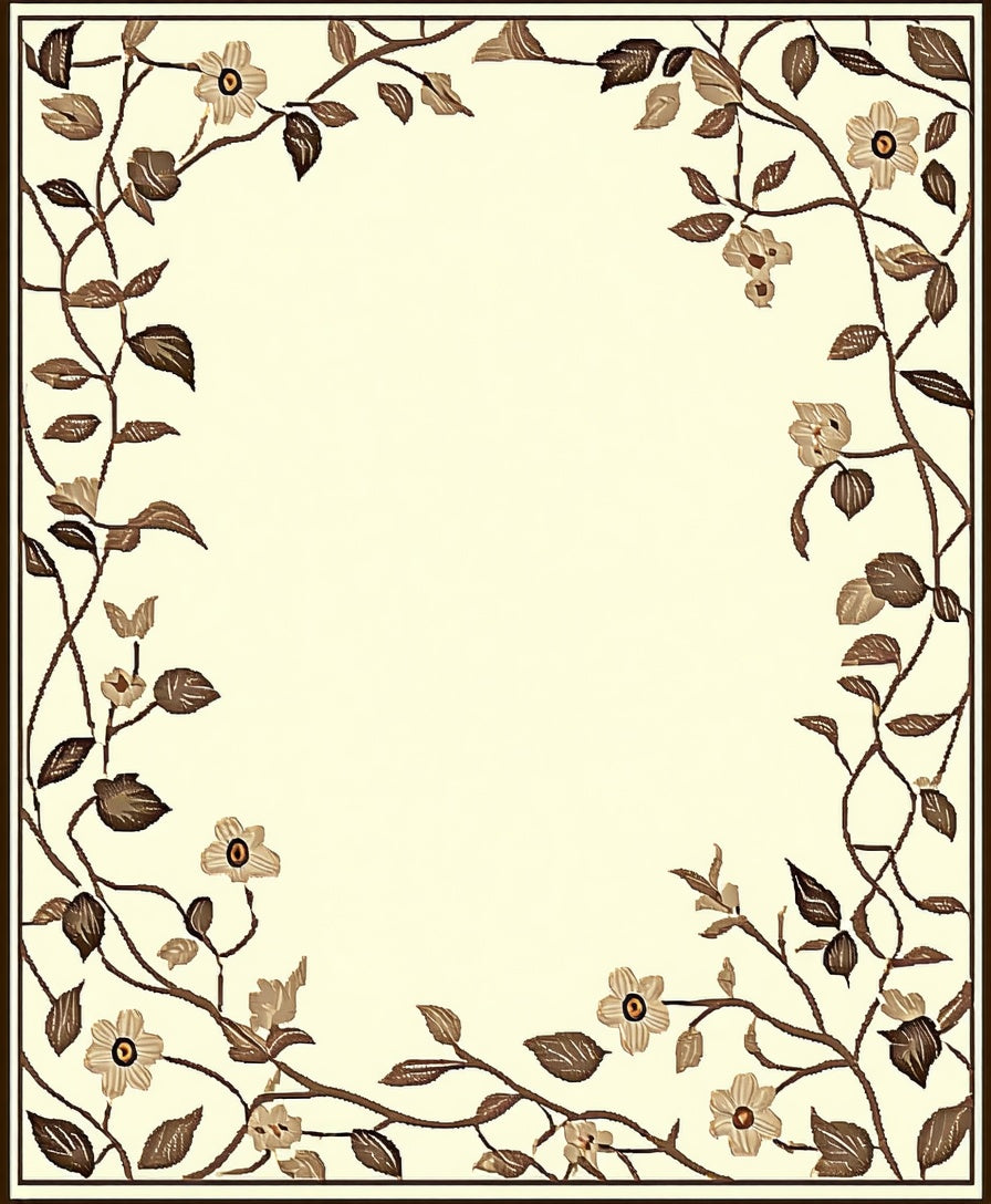 Vintage Floral Vine Border Design Rug