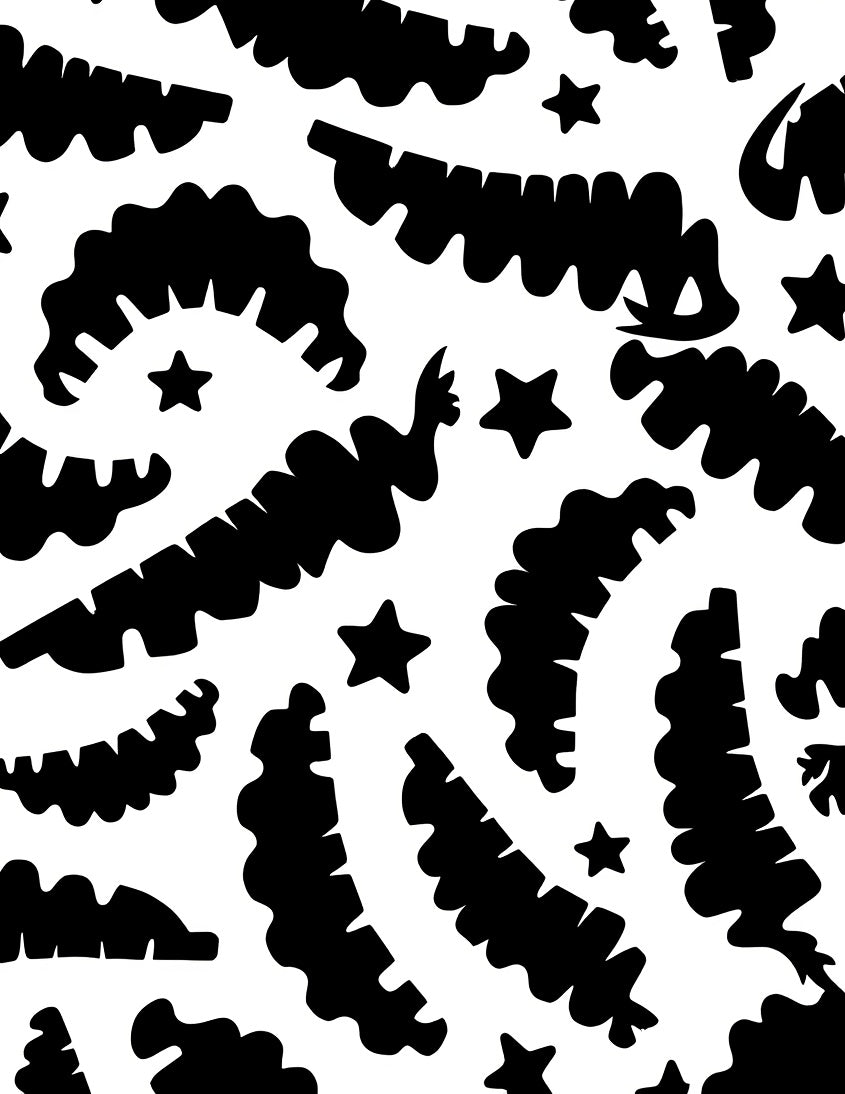 Abstract Star And Wavy Shapes Rug