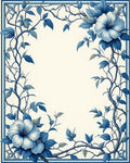 Vibrant Blue Floral Vine Pattern Rug