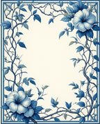 Vibrant Blue Floral Vine Pattern Rug