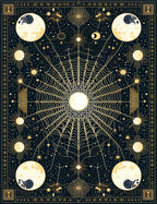 Celestial Spiderweb Moon Star Design Rug