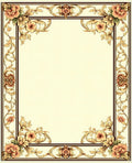 Ornate Floral Scrollwork Border Pattern Rug