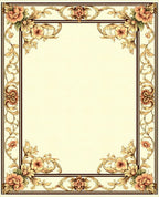 Ornate Floral Scrollwork Border Pattern Rug