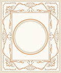 Cream and Coral Oval Frame Art Nouveau Rug