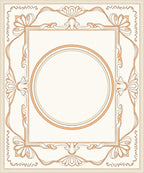 Cream and Coral Oval Frame Art Nouveau Rug