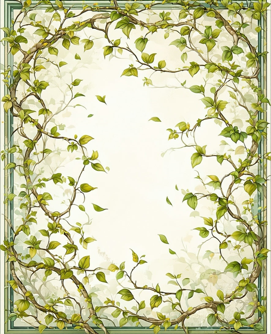 Vining Green Leaves Nature Design Rug