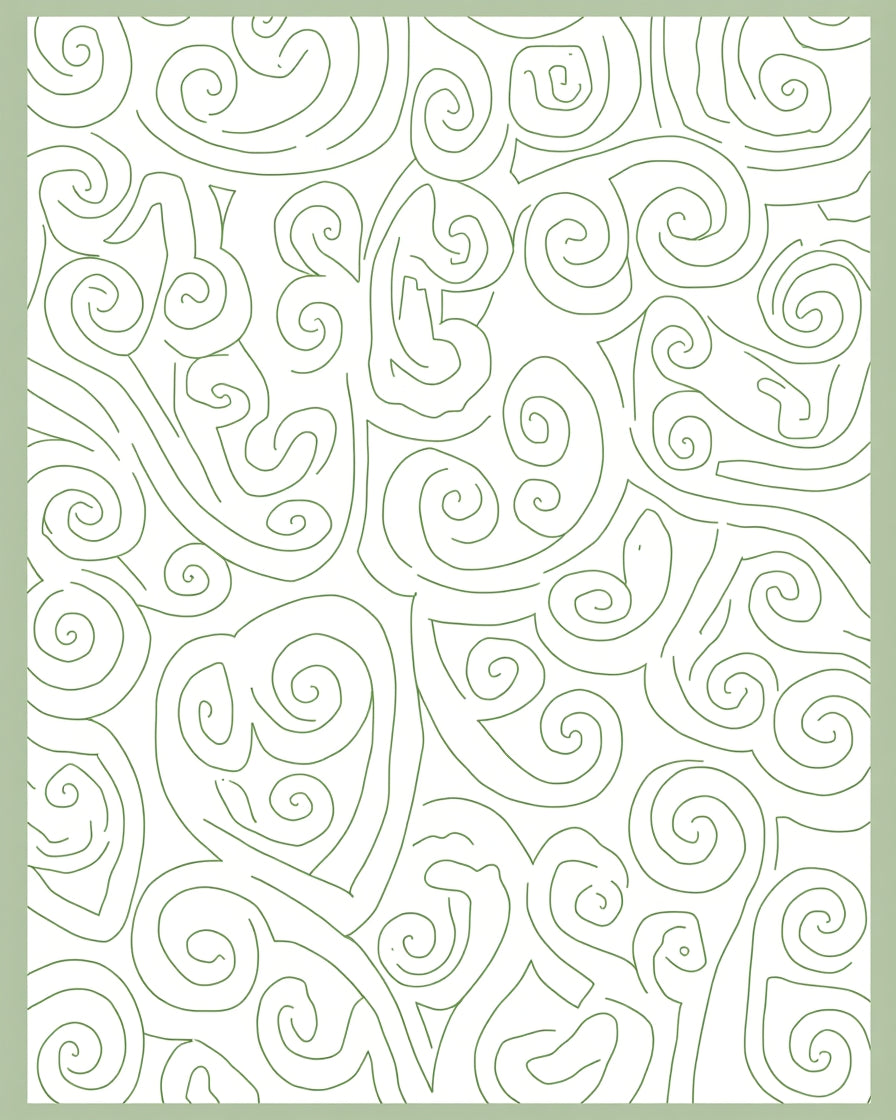 Abstract Swirls White Green Pattern Rug