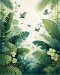 Lush Greenery Hummingbird Butterfly Garden Rug
