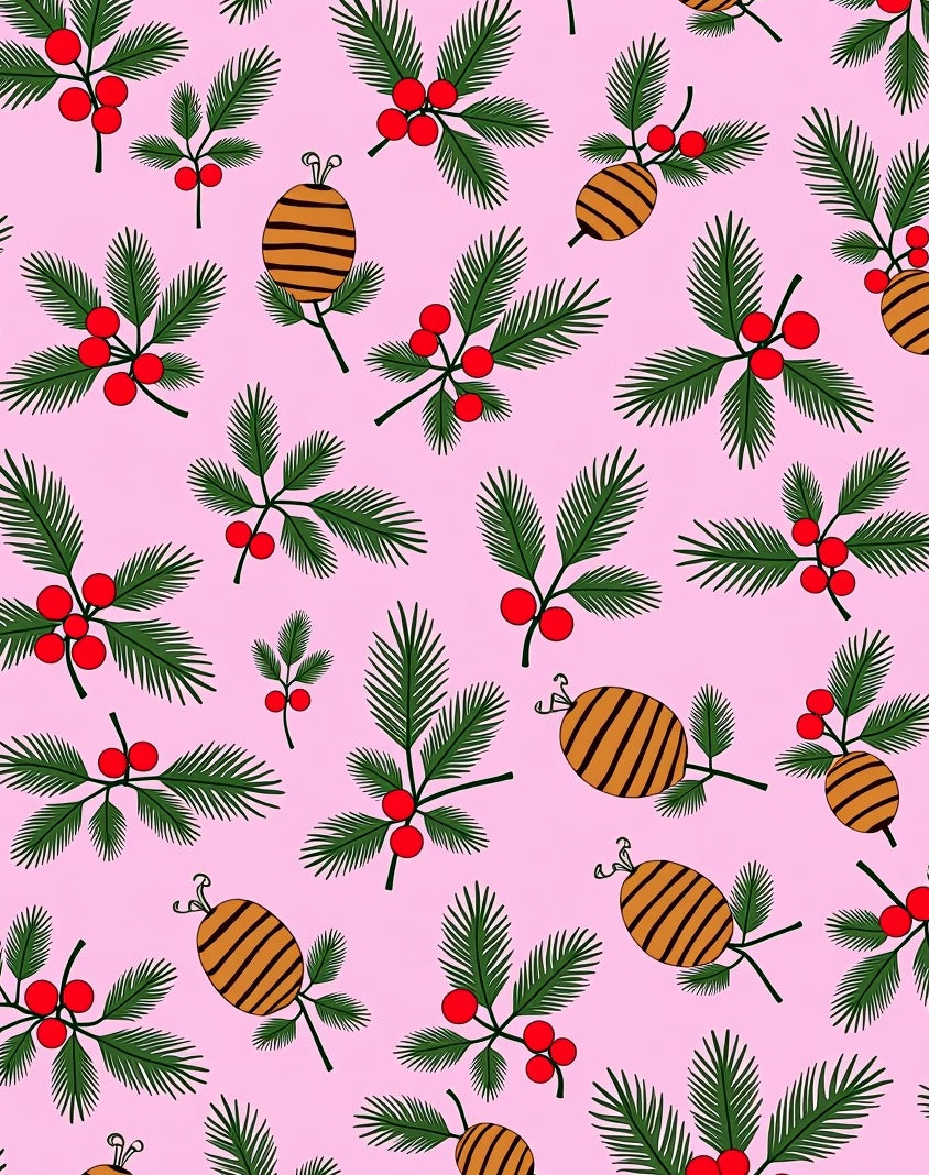 Pink Holly Berry Bee Garland Rug