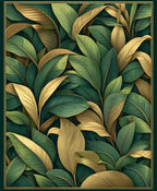 Lush Tropical Leaf Pattern Gold Rug