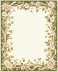 Soft Pink Floral Vine Border Design Rug