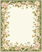 Soft Pink Floral Vine Border Design Rug
