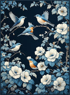 Elegant Bluebirds With White Flowers Rug