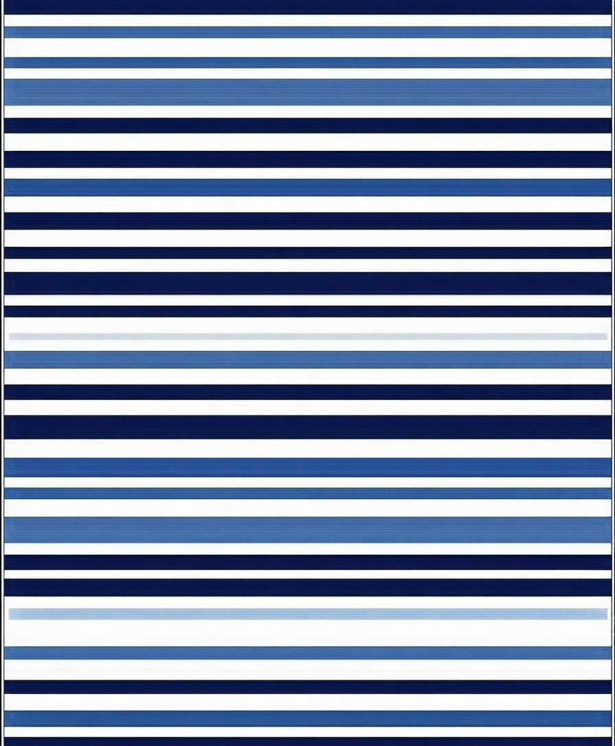 Classic Blue Horizontal Stripe Pattern Rug