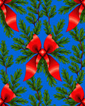 Vibrant Red Bow Festive Greenery Rug